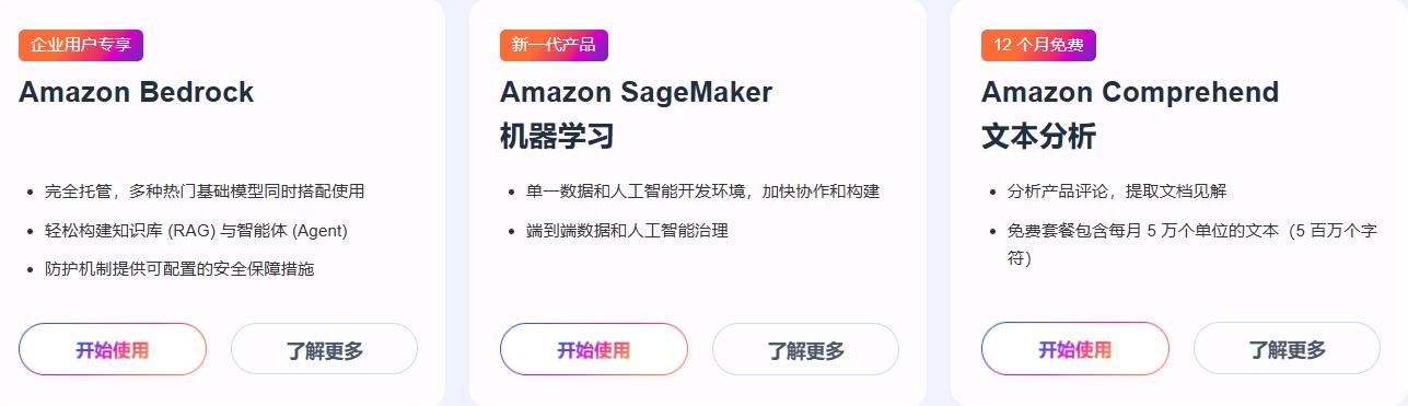 亞馬遜云科技生成式AI相關免費產品